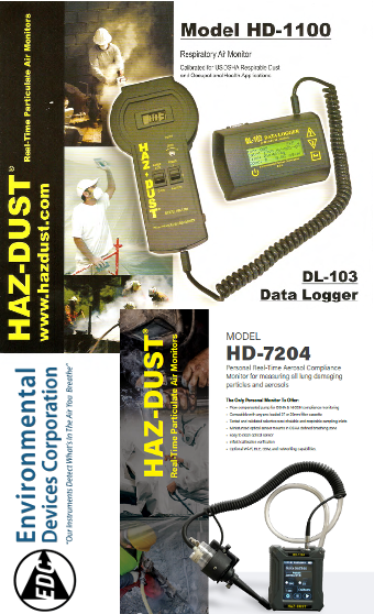 Máy đo bụi khí dung HD1100 và HD7204 hãng EDC-Environmental Devices Corporation _Haz Dust do công ty Ngày nay đại diện nhập khẩu và phân phối