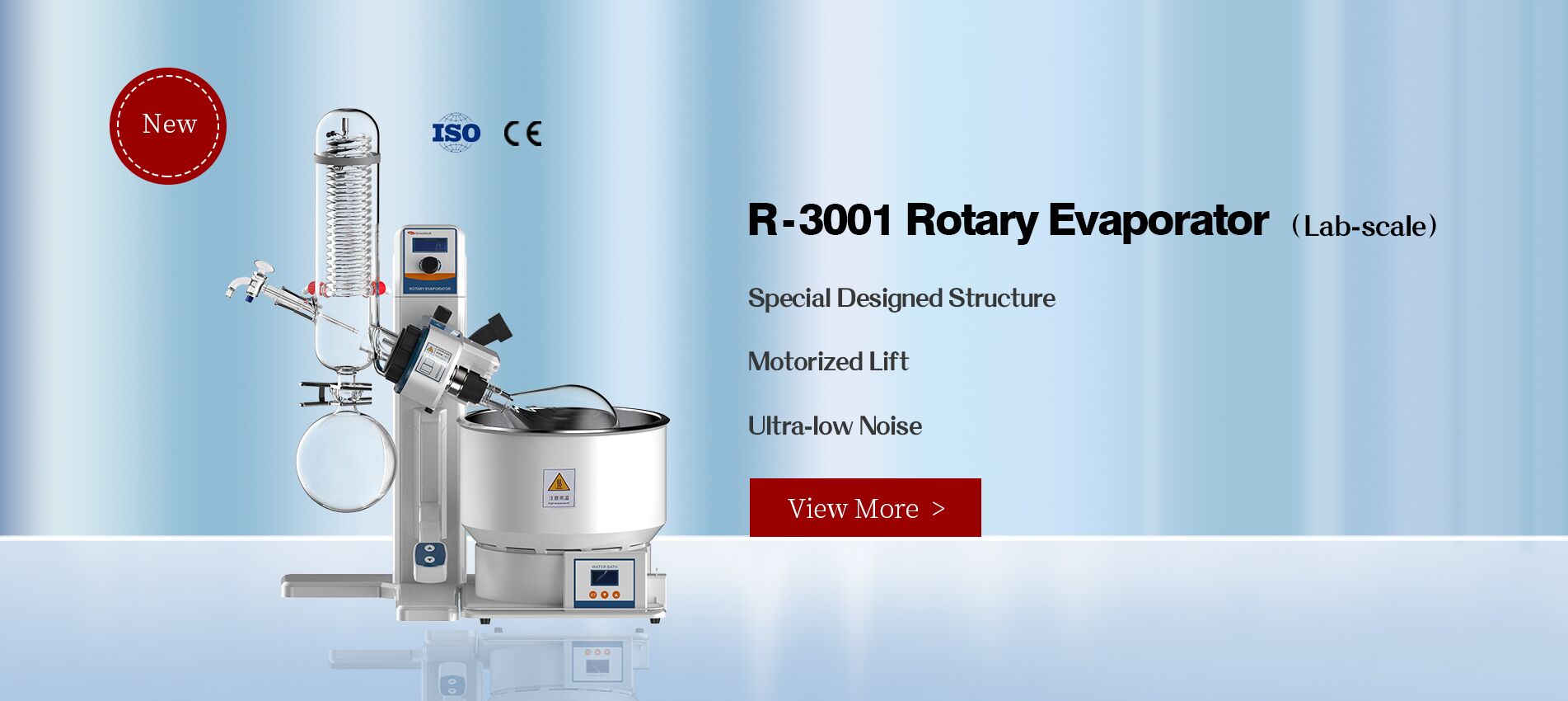 Hệ cô quay chân không (Laboratory Rotary Evaporator) dùng trong PTN với công suất thể tích lên đến 2 Liter., các model điển hình như 1L2L Rotary evaporator R-3001CE